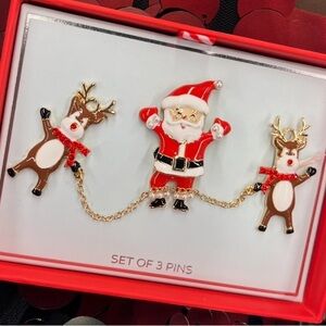 NWT ⚜️♥️⚜️ Christmas Pin Set Santa and Reindeers